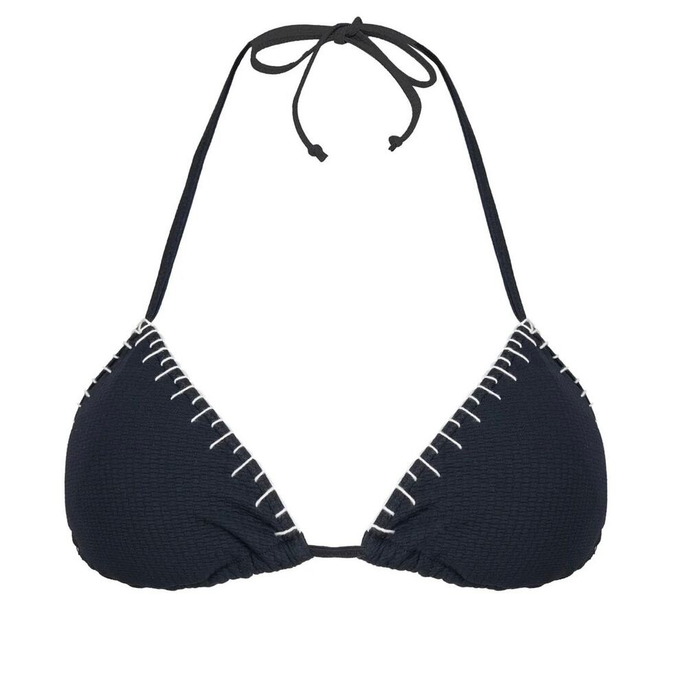 Marysia Sole Triangle Bikini Top Black Handstitched Trim Sz L B/C Cup